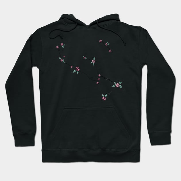 Orion The Hunter Constellation Roses and Hearts Doodle Hoodie by EndlessDoodles